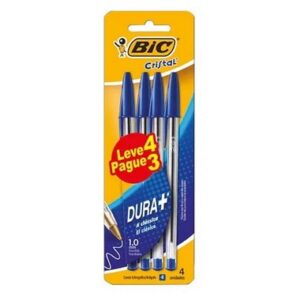 CANETA BIC CRISTAL AZUL C/4UN
